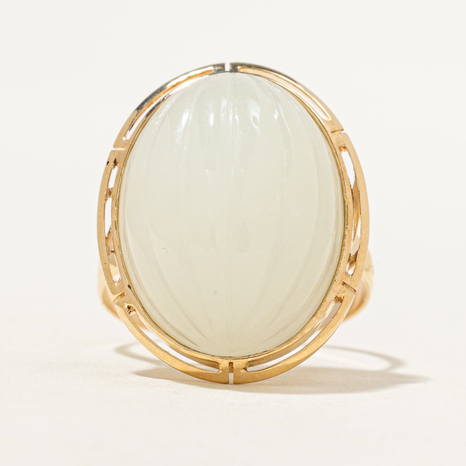 Oval Cabochon Jadeite Cocktail Ring | 20.00ct | SZ 8.25