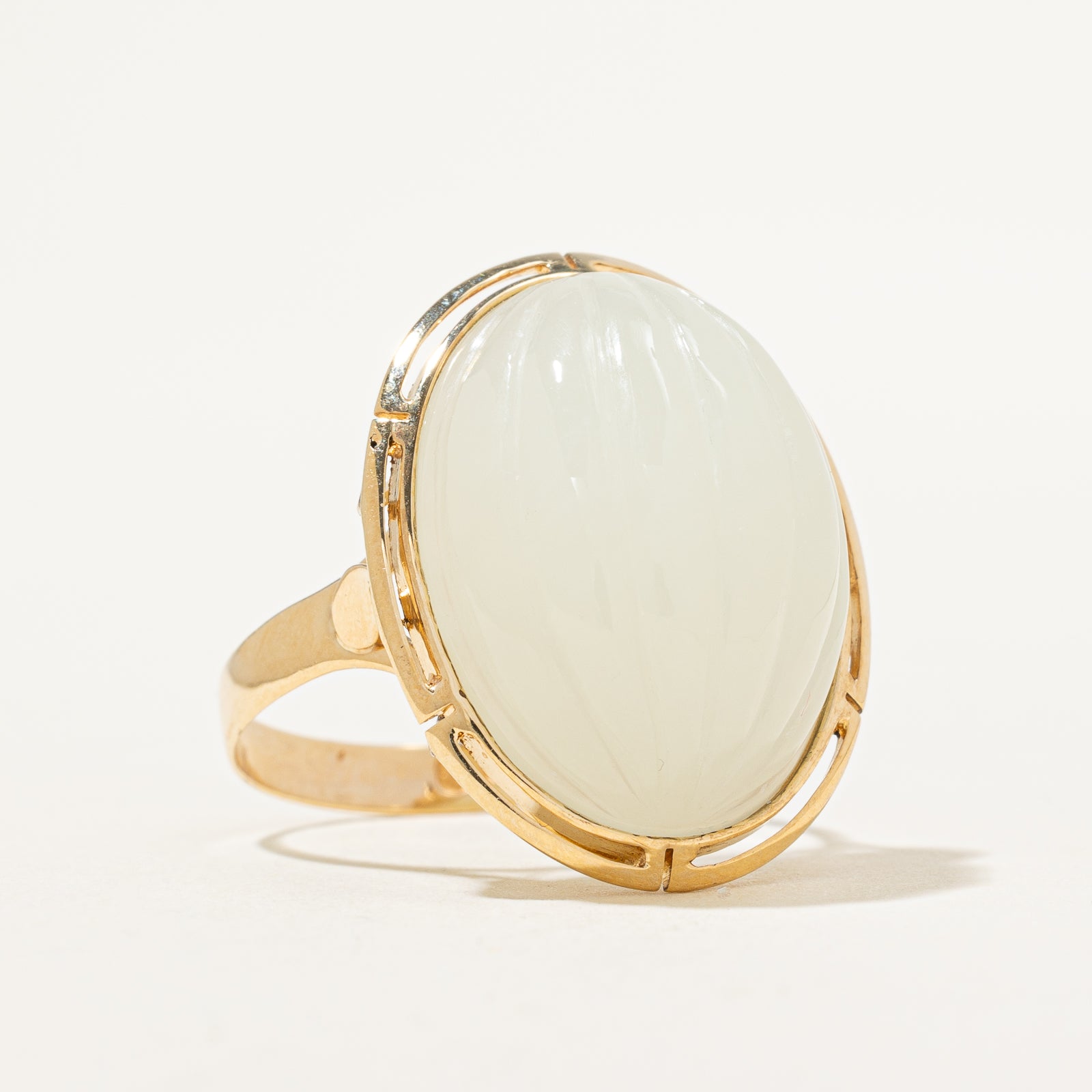 Oval Cabochon Jadeite Cocktail Ring | 20.00ct | SZ 8.25