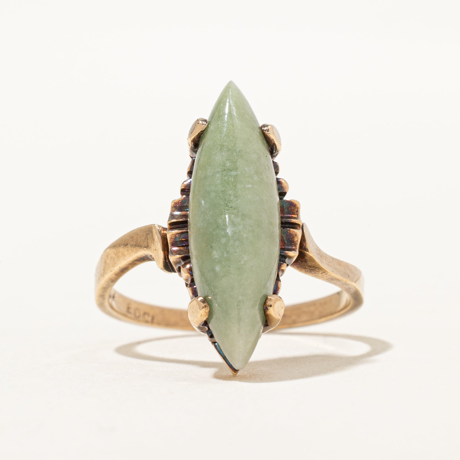 Marquise Cabochon Jade Navette Ring | 3.00ct | SZ 6