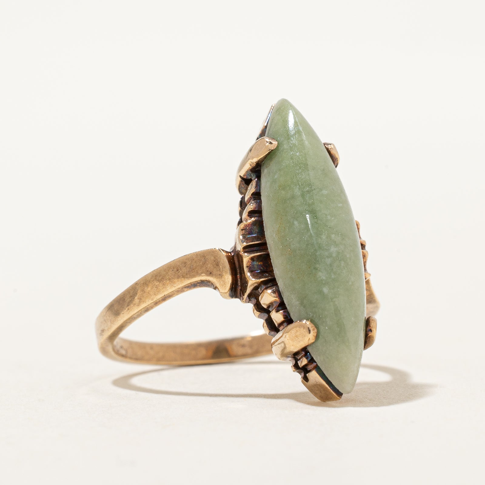 Marquise Cabochon Jade Navette Ring | 3.00ct | SZ 6