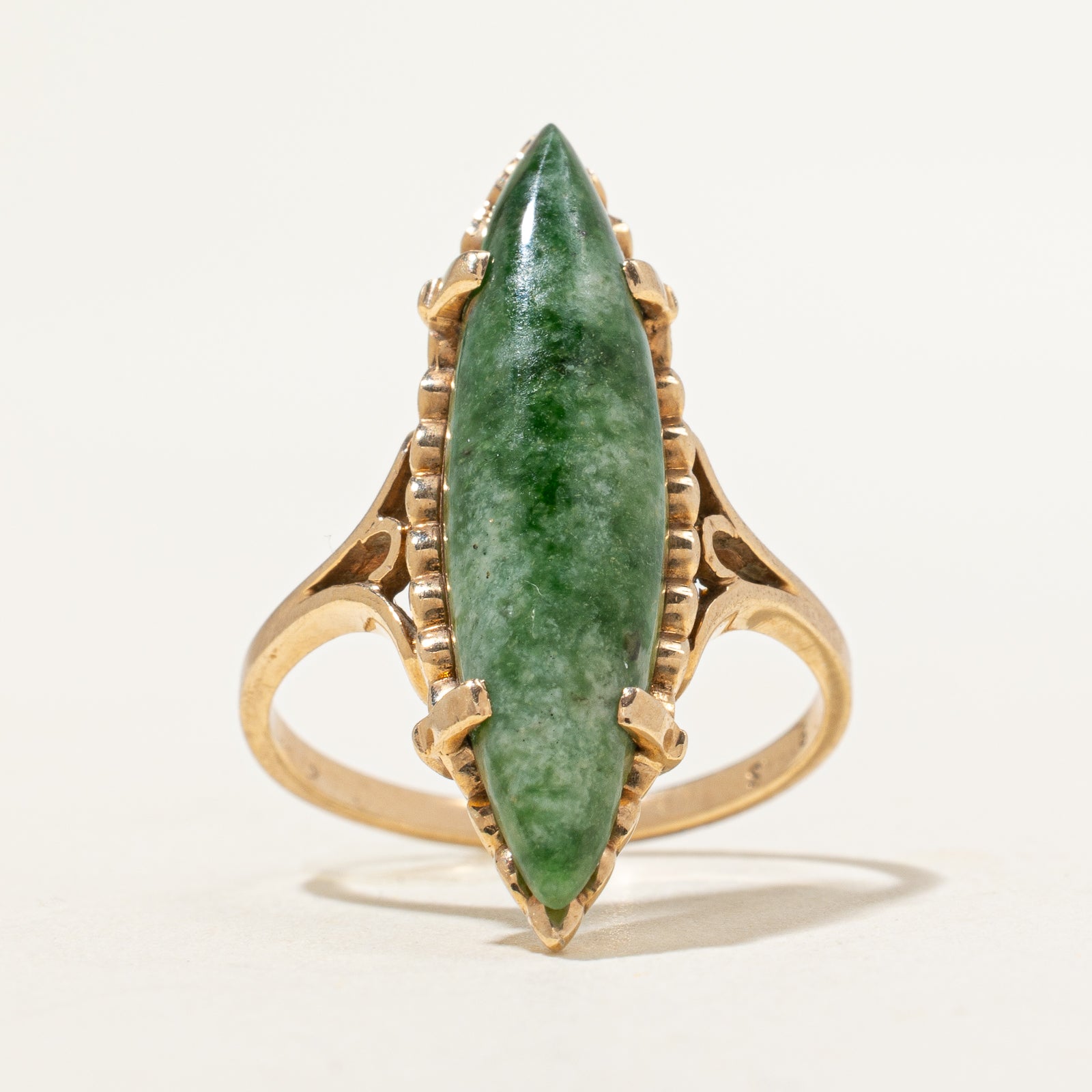Nephrite Jade Navette Ring | 4.50ct | SZ 6.5
