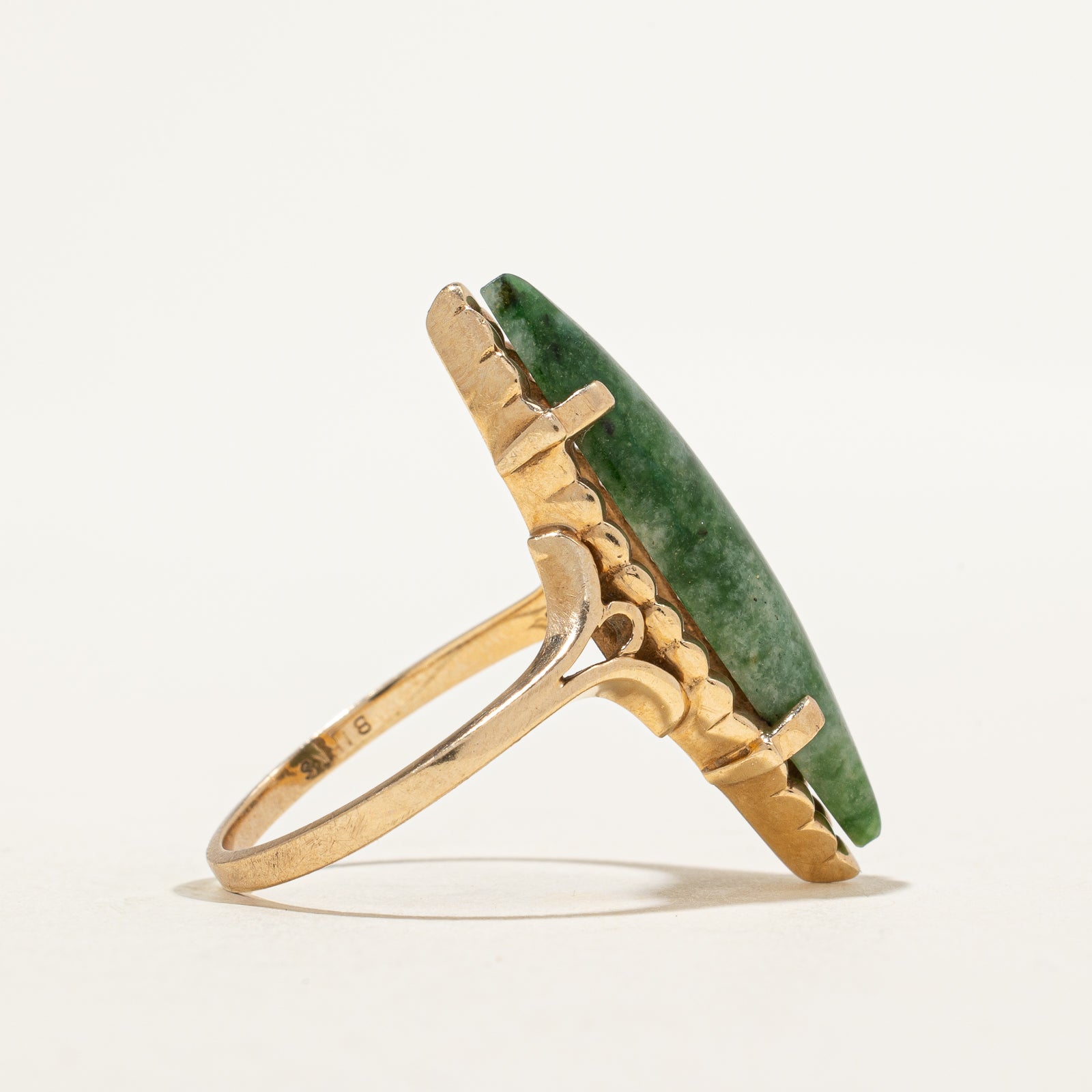 Nephrite Jade Navette Ring | 4.50ct | SZ 6.5
