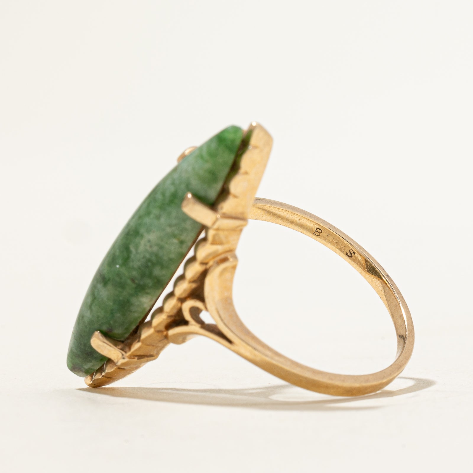 Nephrite Jade Navette Ring | 4.50ct | SZ 6.5