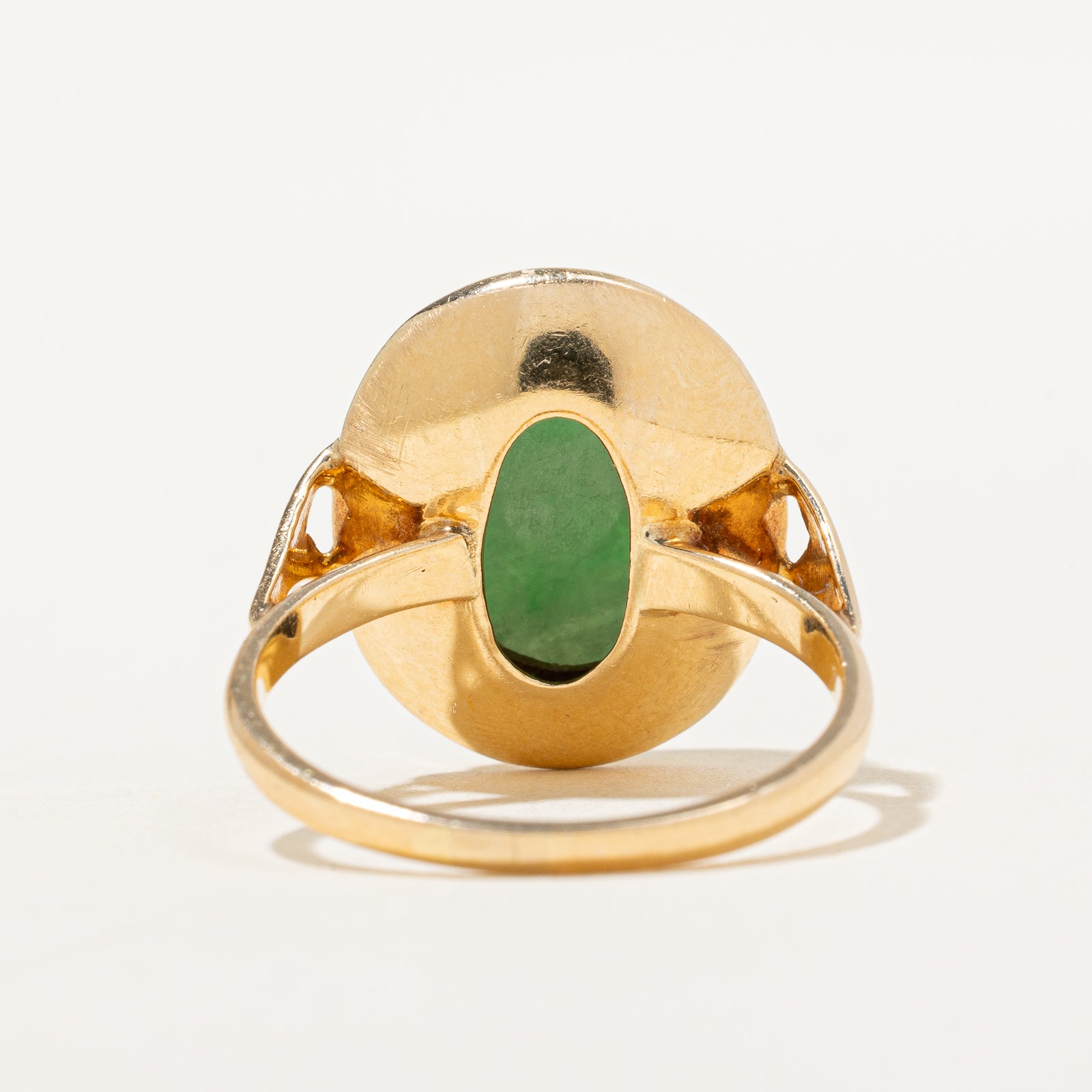 Bezel Set Oval Cabochon Jade Ring | 6.00ct | SZ 6.5