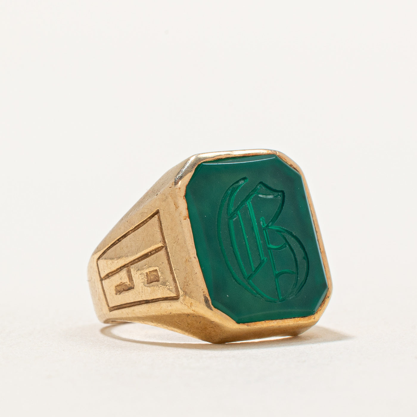 Engraved Chalcedony Signet Ring | 2.00ct | SZ 2.5