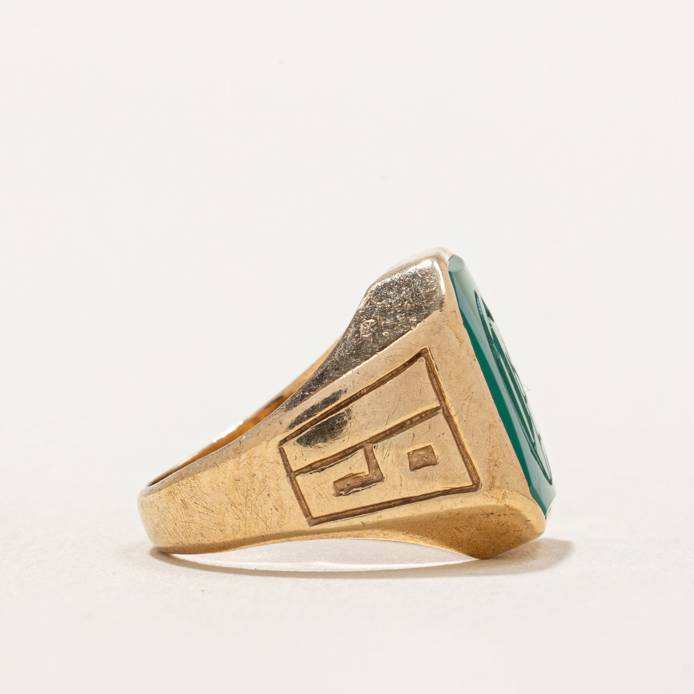 Engraved Chalcedony Signet Ring | 2.00ct | SZ 2.5