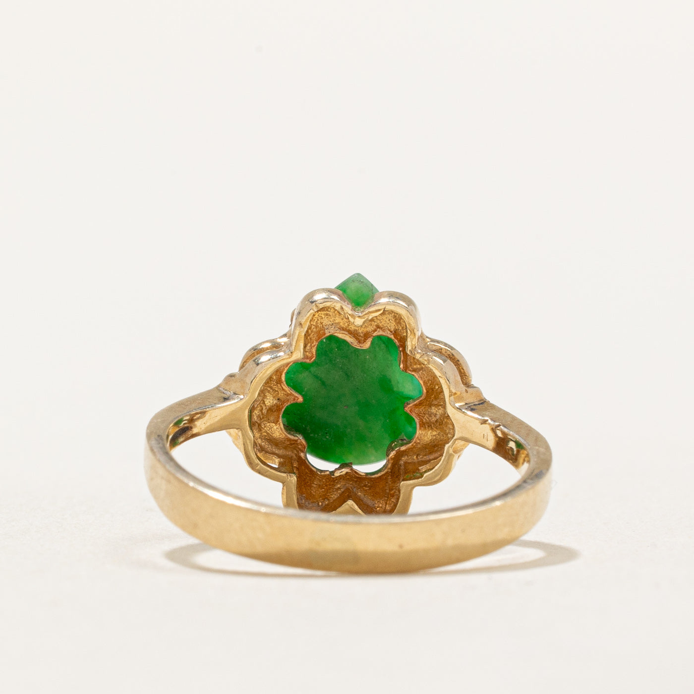 Pear Cabochon Jade Scalloped Ring | 1.30ct | SZ 5
