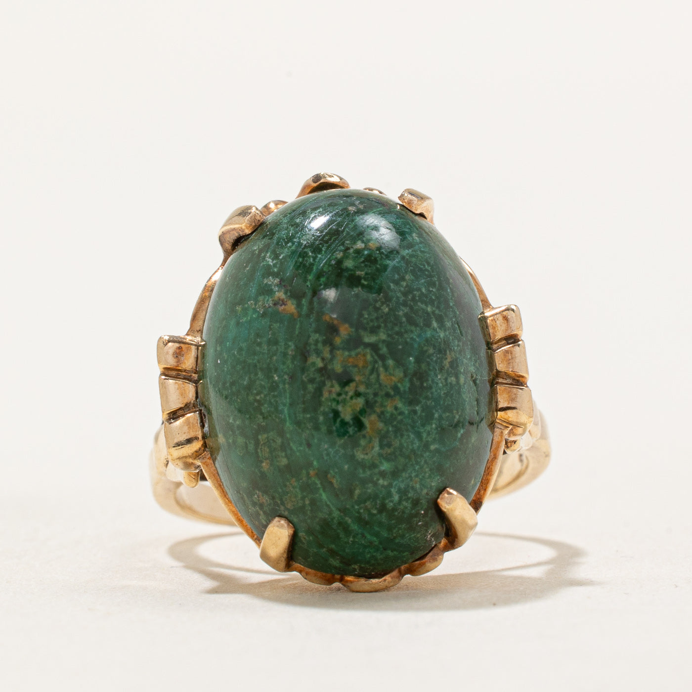 Oval Cabochon Malachite Dome Ring | 20.00ct | SZ 5.5