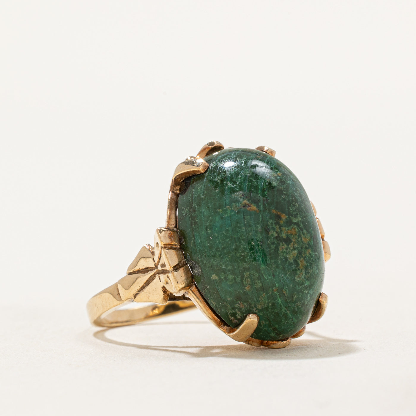 Oval Cabochon Malachite Dome Ring | 20.00ct | SZ 5.5