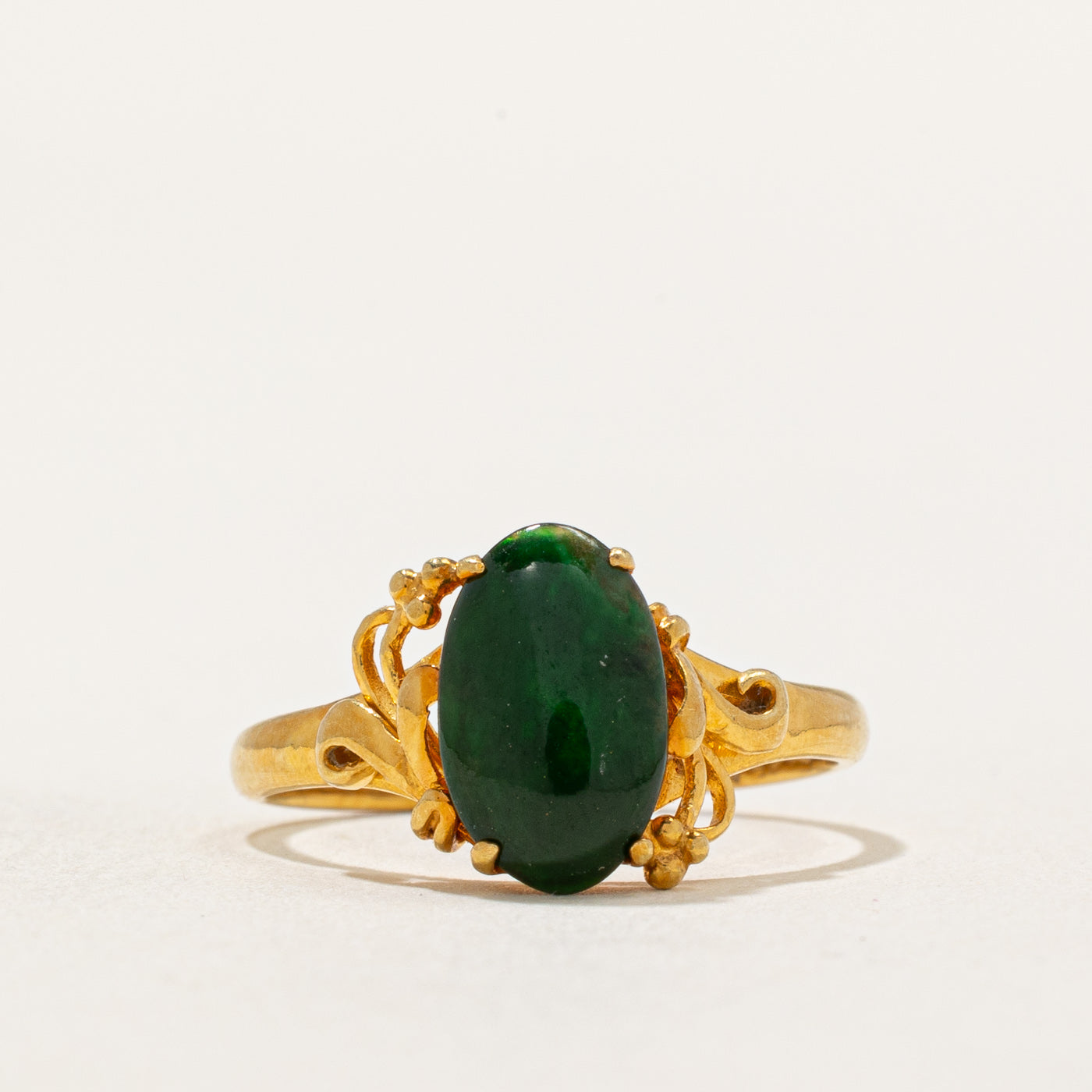 Oval Cabochon Nephrite Jade Ring | 1.00ct | SZ 6.5