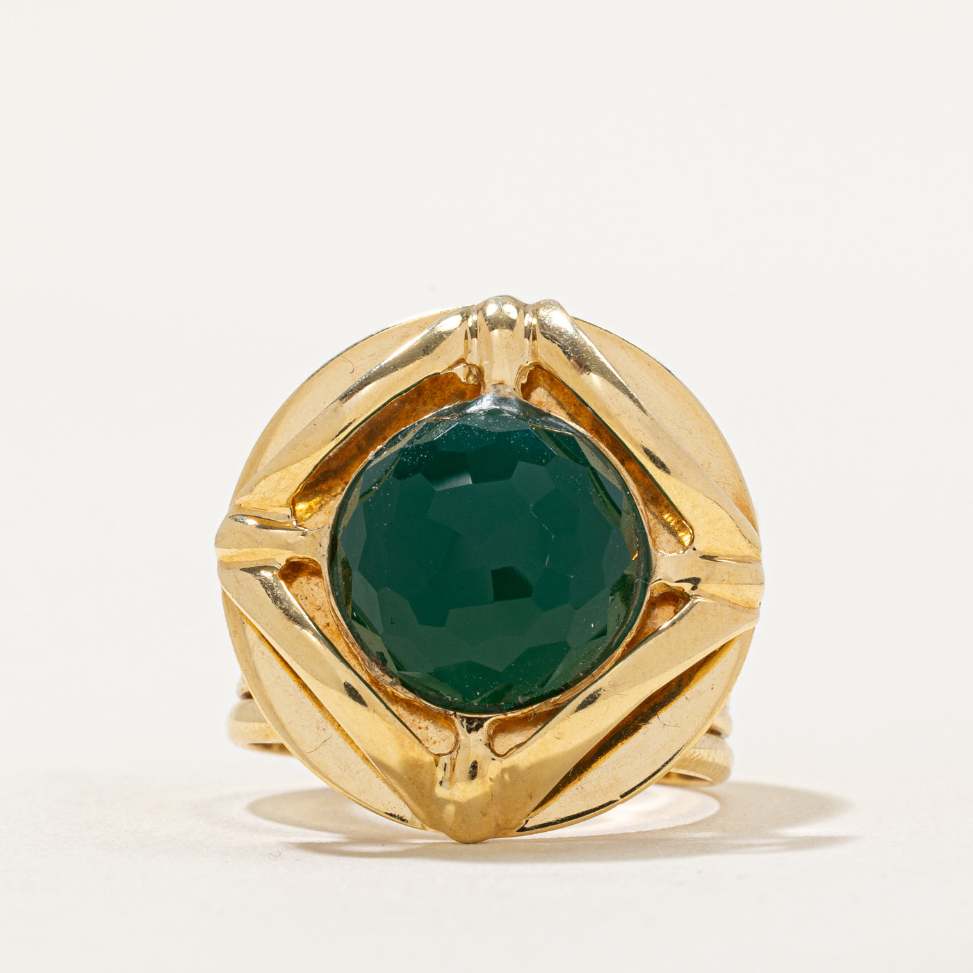 Round Cabochon Chrysoprase Cocktail Ring | 3.50ct | SZ 8