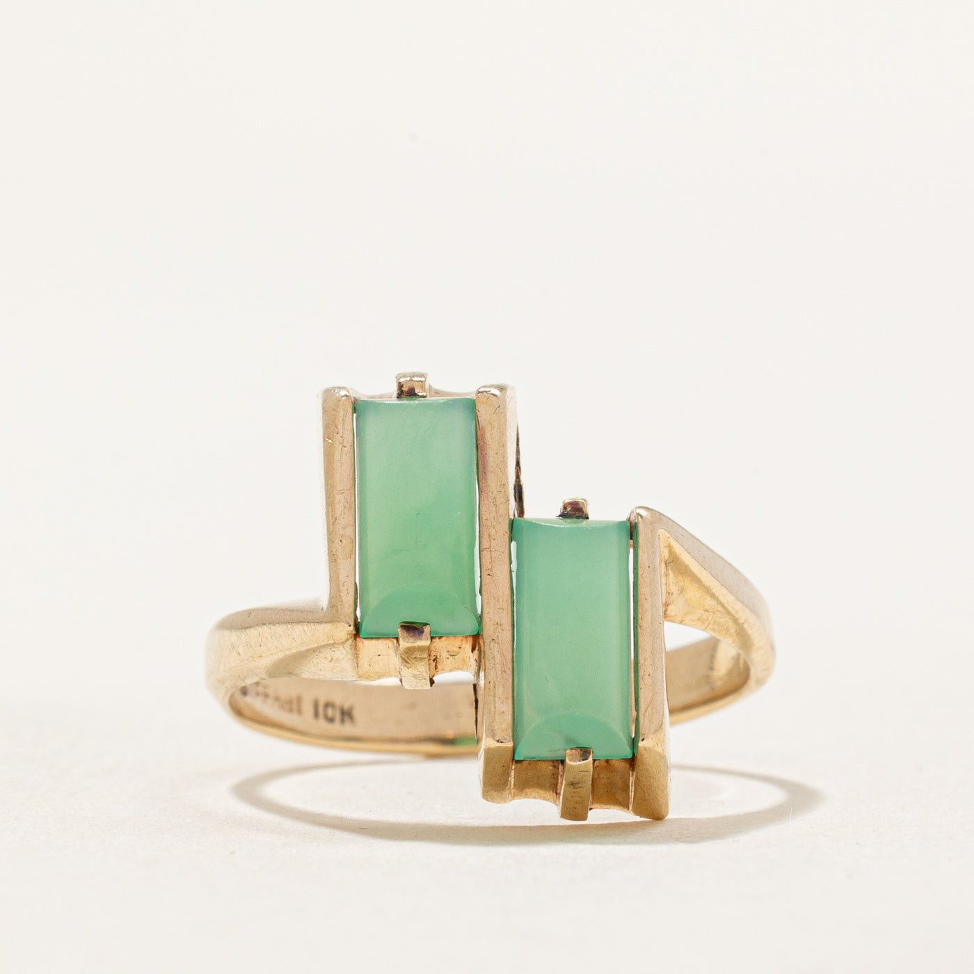 Bague double en jade sertie de deux pierres | 1,40 ct | Taille 7