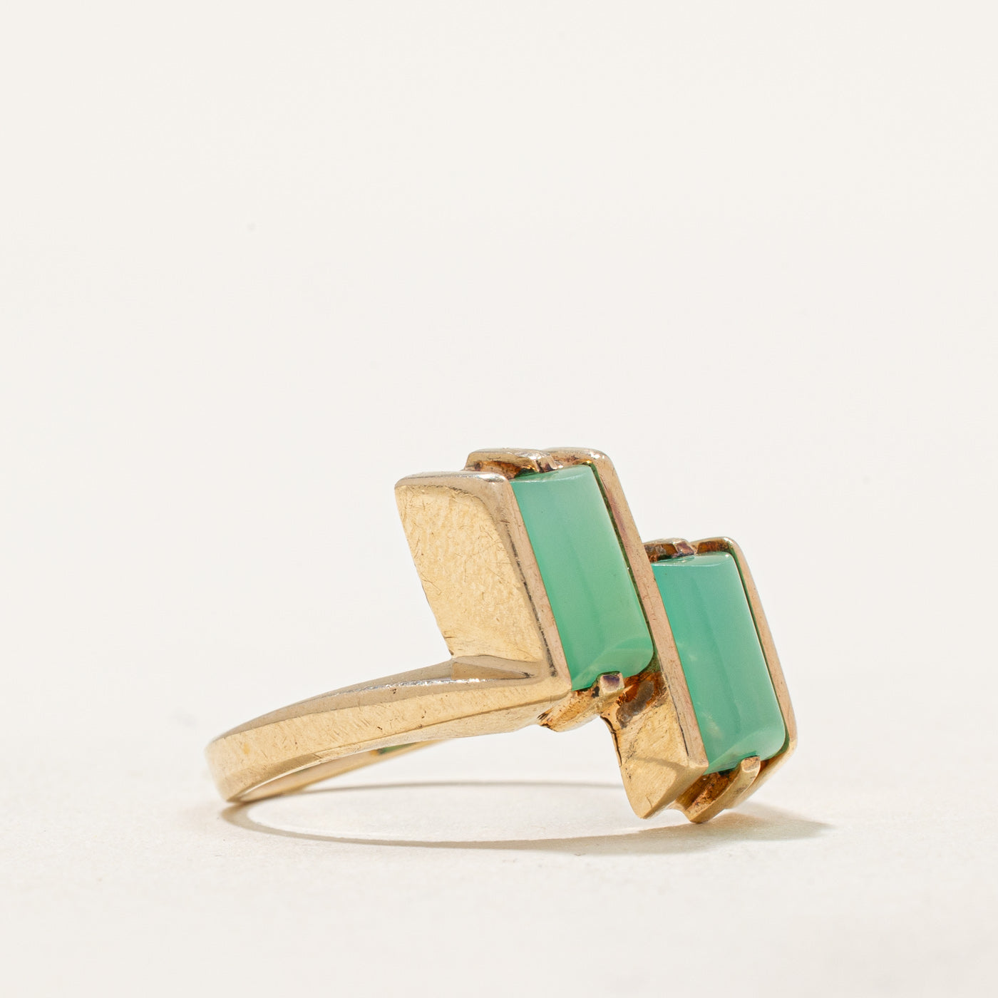 Bague double en jade sertie de deux pierres | 1,40 ct | Taille 7