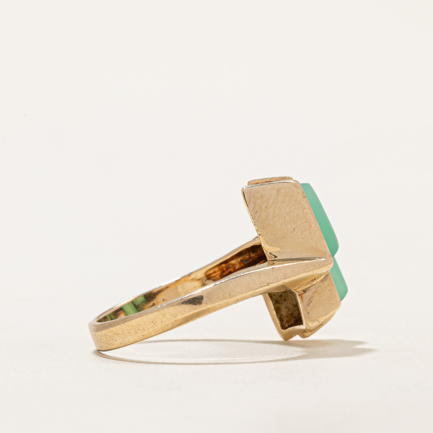 Bague double en jade sertie de deux pierres | 1,40 ct | Taille 7