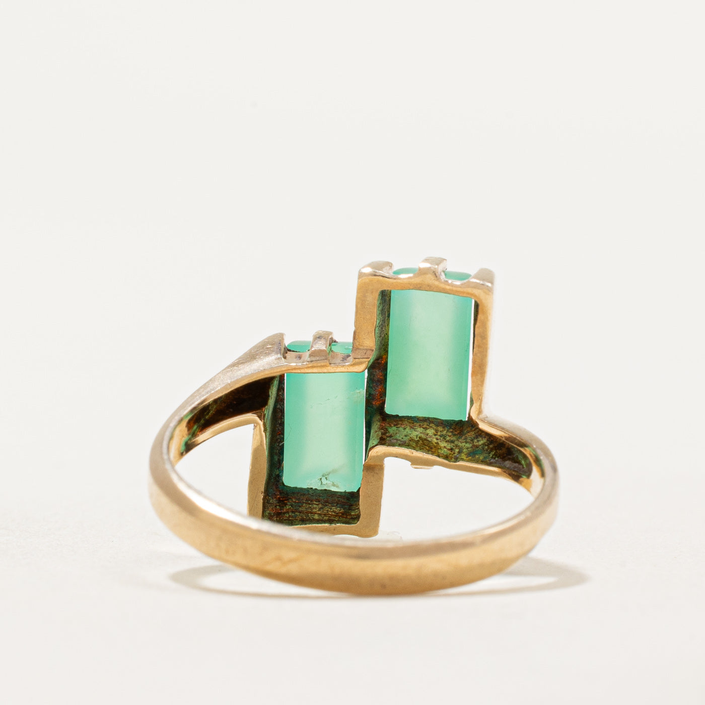 Bague double en jade sertie de deux pierres | 1,40 ct | Taille 7
