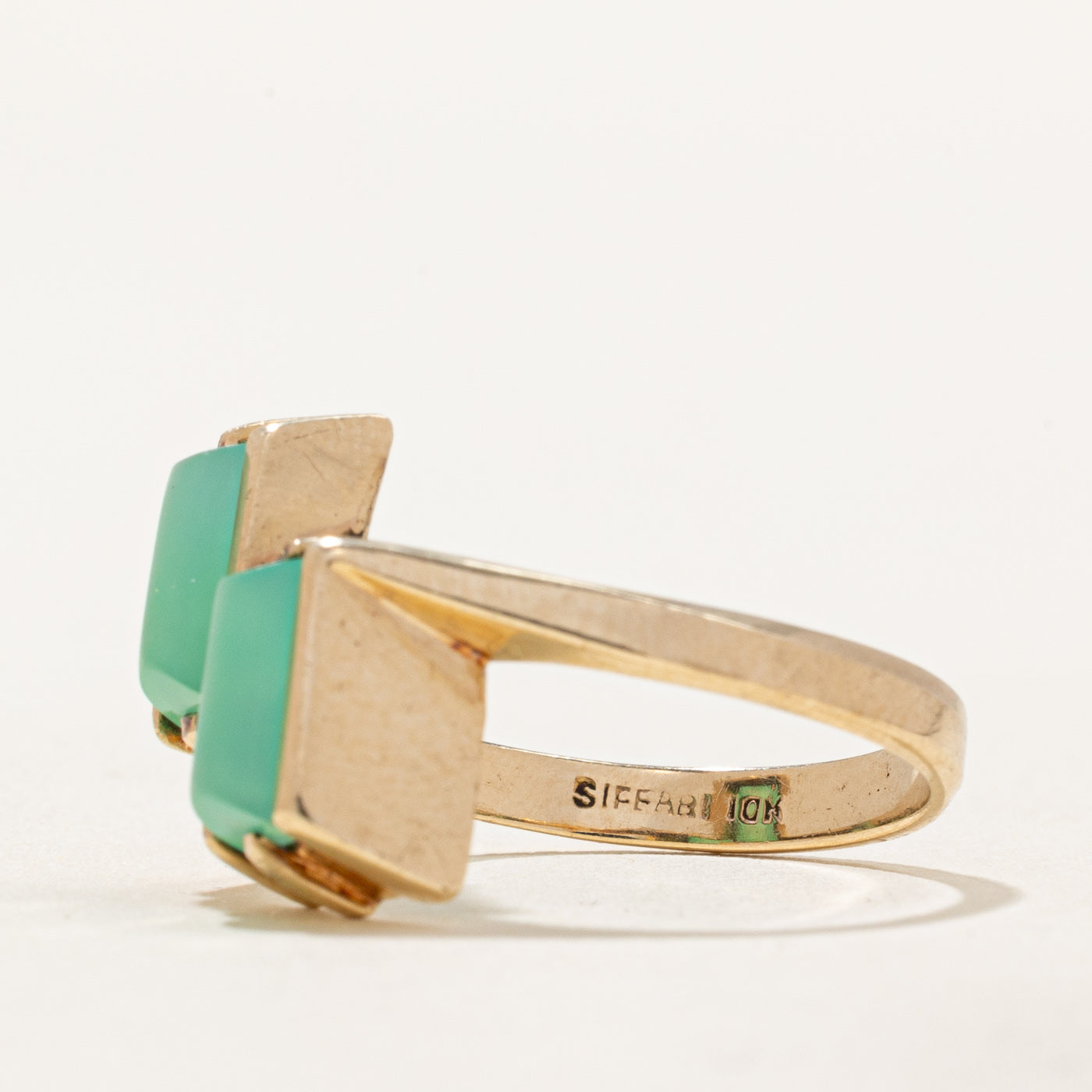 Bague double en jade sertie de deux pierres | 1,40 ct | Taille 7