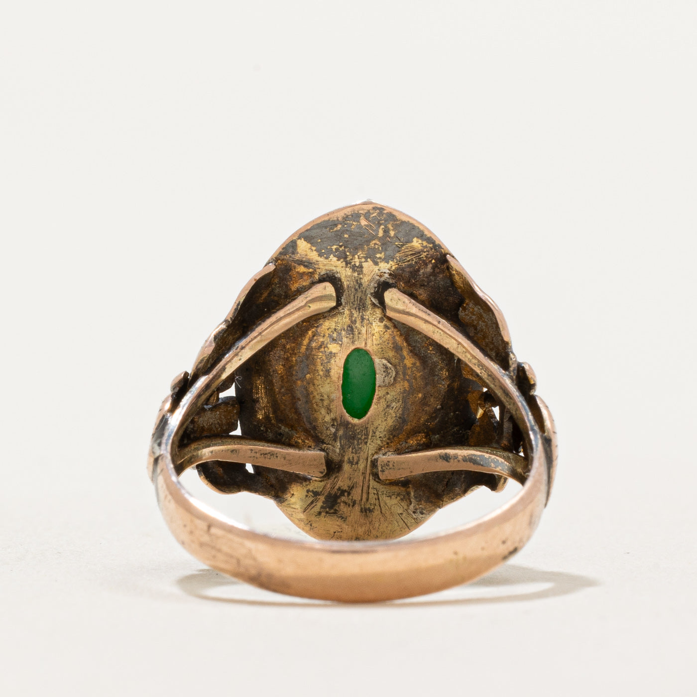 Oval Cabochon Jade Textured Ring | 4.80ct | SZ 4.75