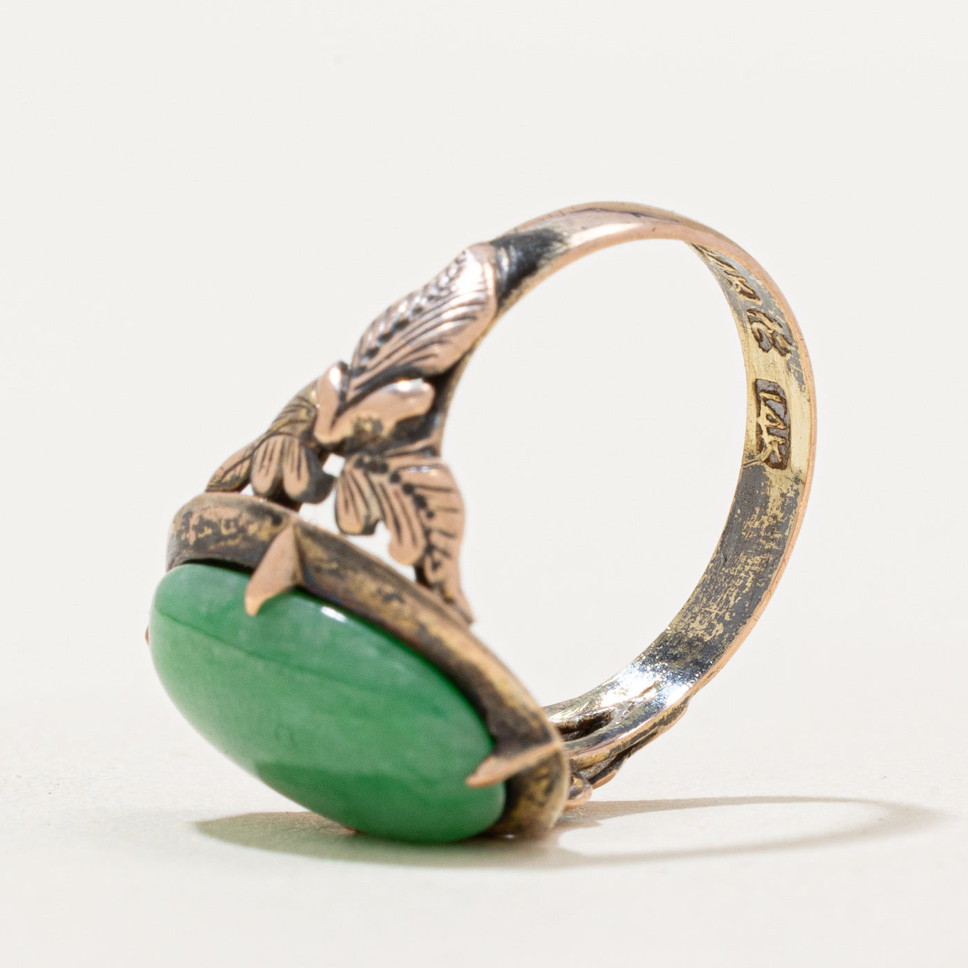 Oval Cabochon Jade Textured Ring | 4.80ct | SZ 4.75