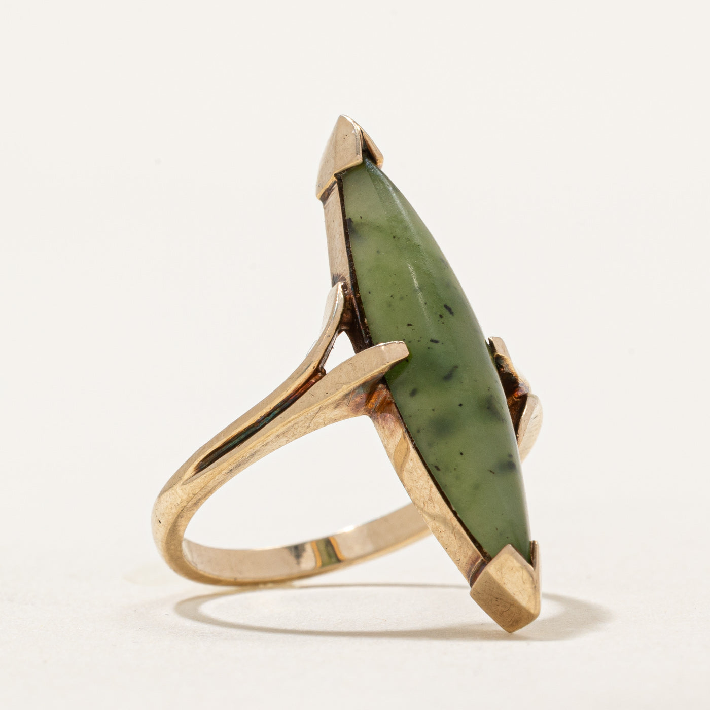 Nephrite Jade Bypass Navette Ring | 2.50ct | SZ 6.25