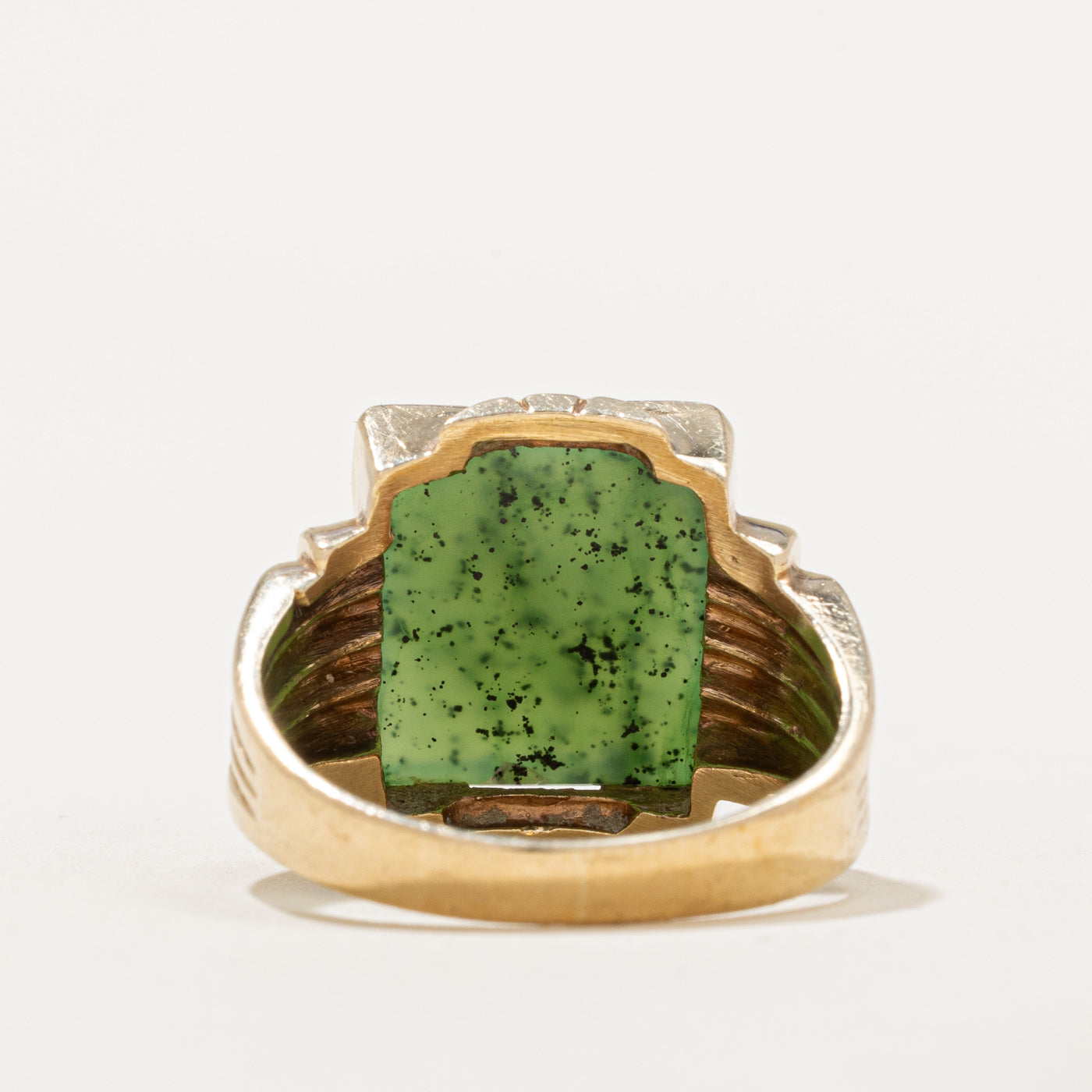 Solitaire Nephrite Jade Grooved Cocktail Ring | 4.00ct | SZ 9