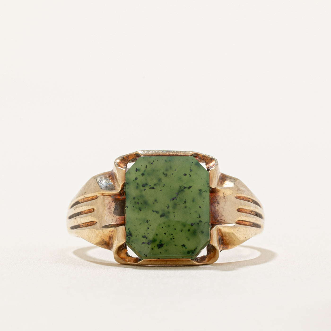 Nephrite Jade Grooved Cocktail Ring | 2.60ct | SZ 12.5