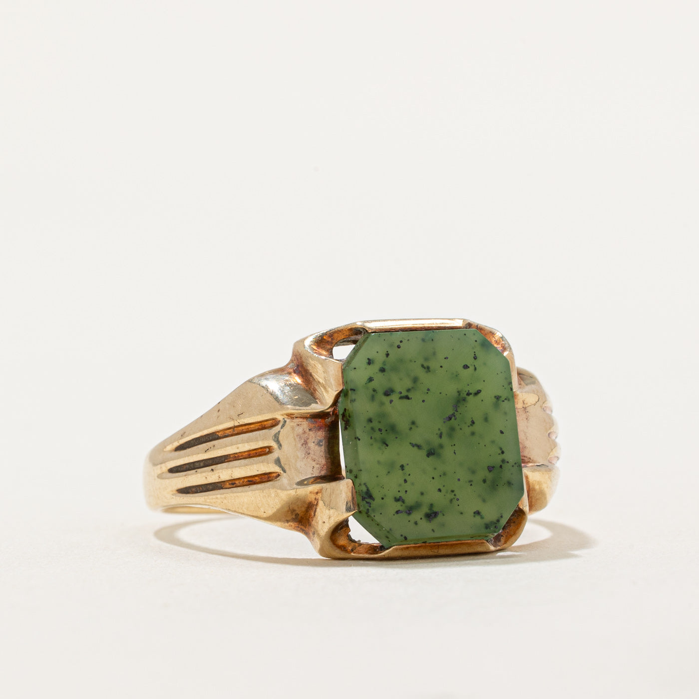 Nephrite Jade Grooved Cocktail Ring | 2.60ct | SZ 12.5