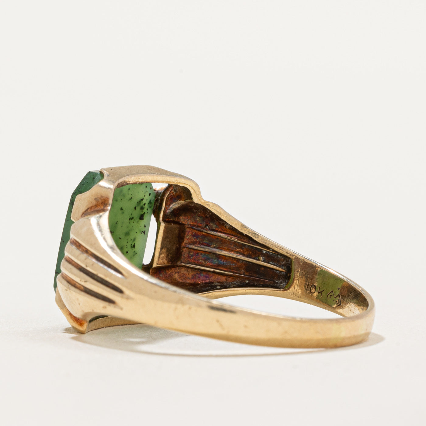 Nephrite Jade Grooved Cocktail Ring | 2.60ct | SZ 12.5