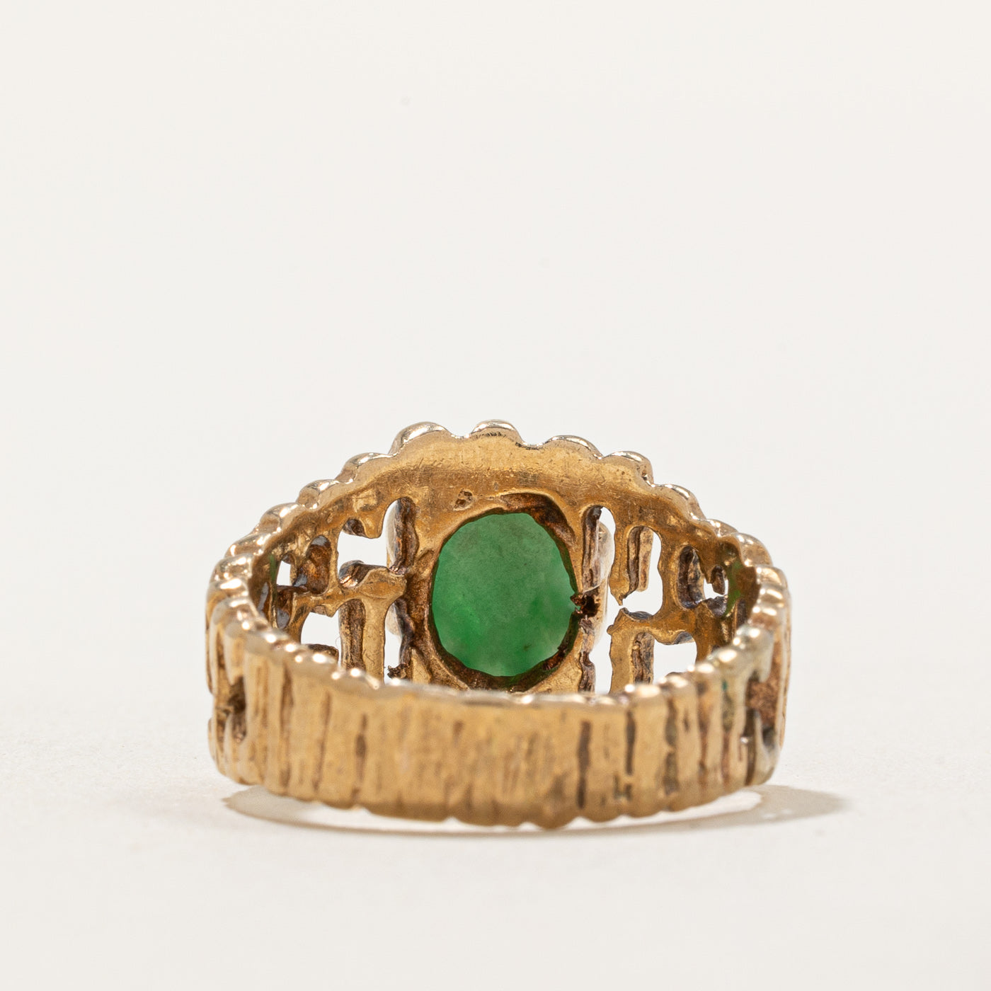 Oval Cabochon Jade Textured Ring | 0.90ct | SZ 5.25