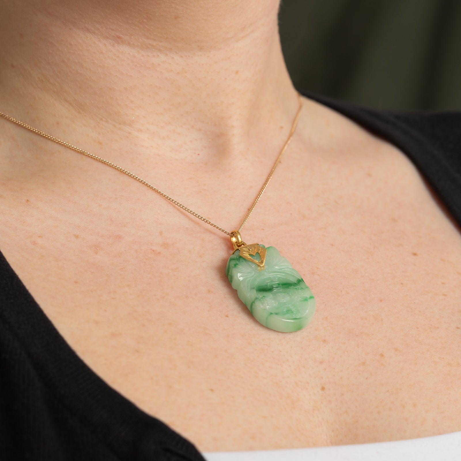 Chinese Carved Jadeite Pendant | 40.00ct