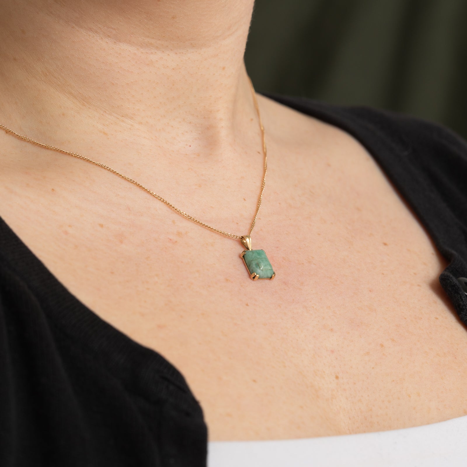 Rectangle Cabochon Jadeite Pendant | 3.80ct