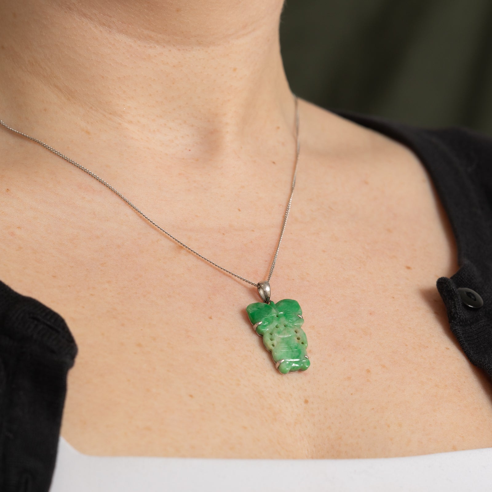 Carved Floral Jadeite Pendant | 8.50ct