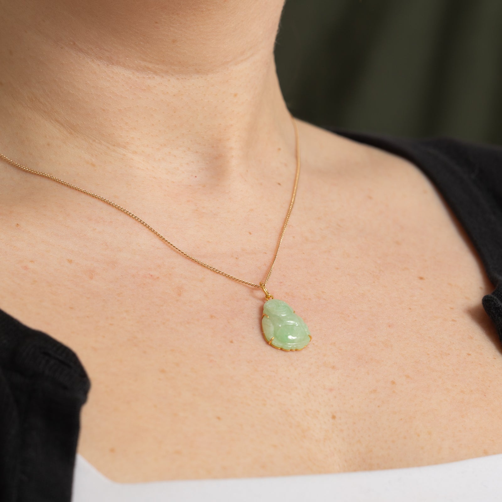 Carved Jadeite Budha Pendant | 12.00ct