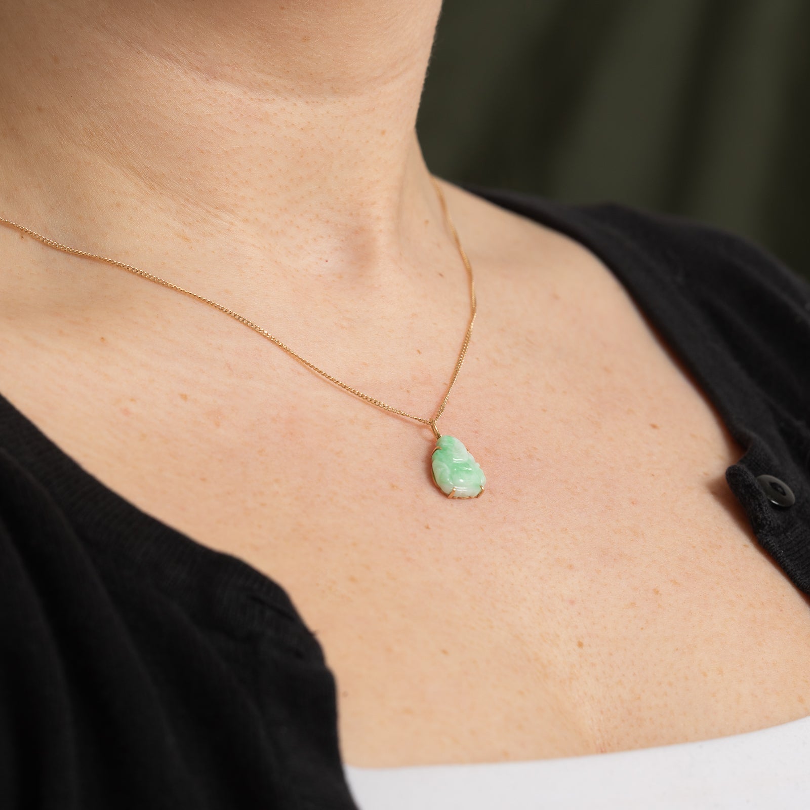 Carved Jadeite Buddha Pendant | 6.00ct