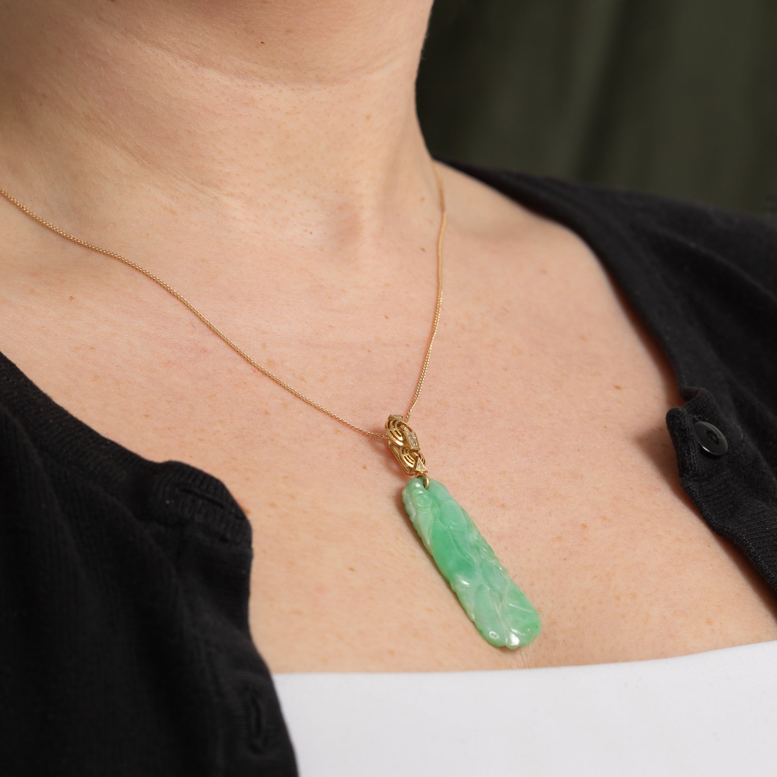 Jadeite & Diamond Pendant | 36.00ct, 0.38ctw