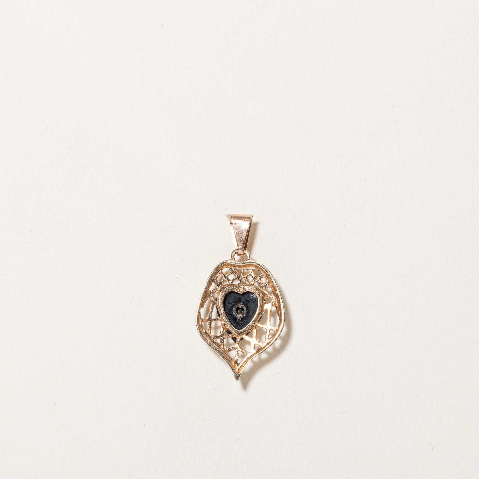 Onyx & Diamond Heart Pendant | 1.10ct, 0.005ct