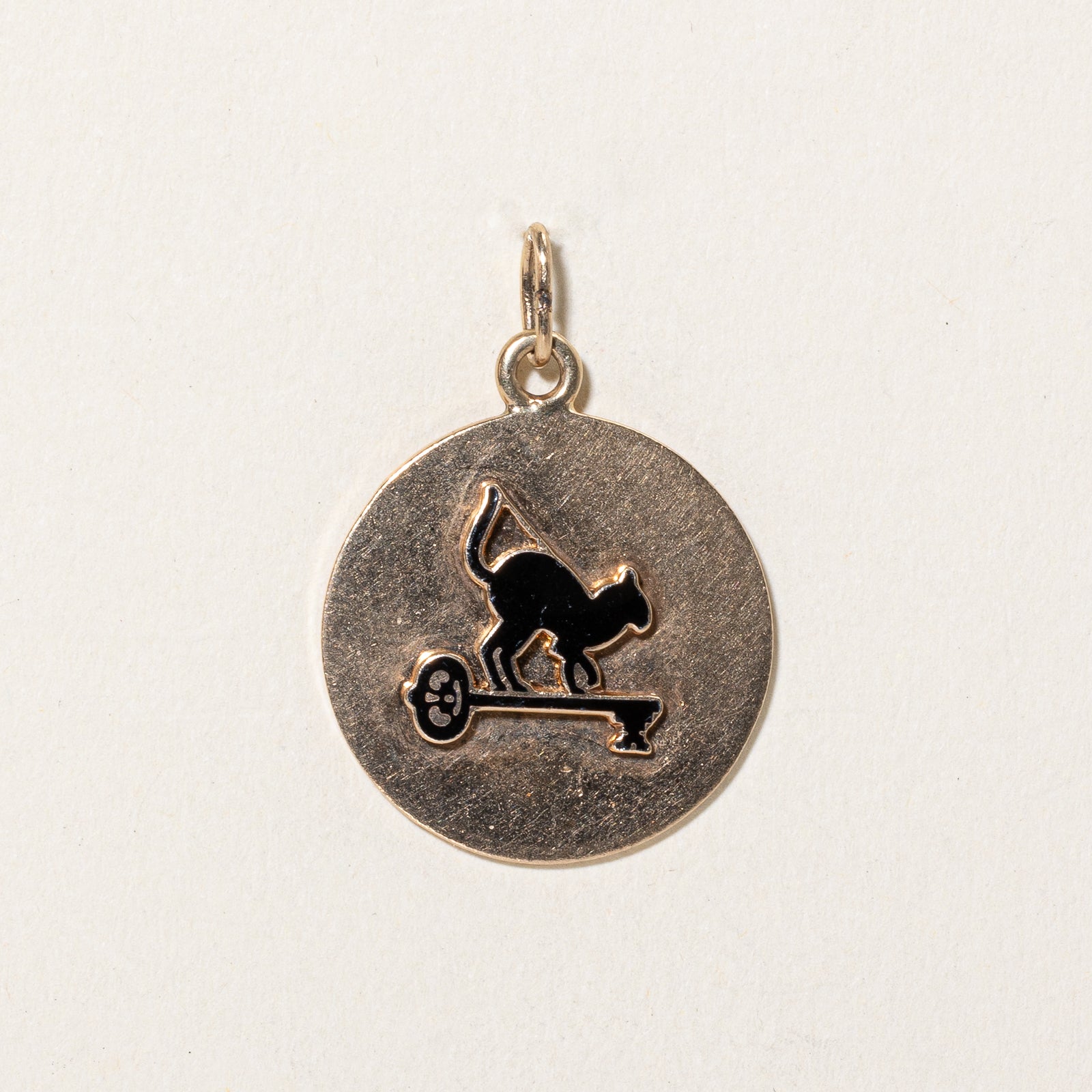 10k Yellow Gold & Enamel Cat Pendant
