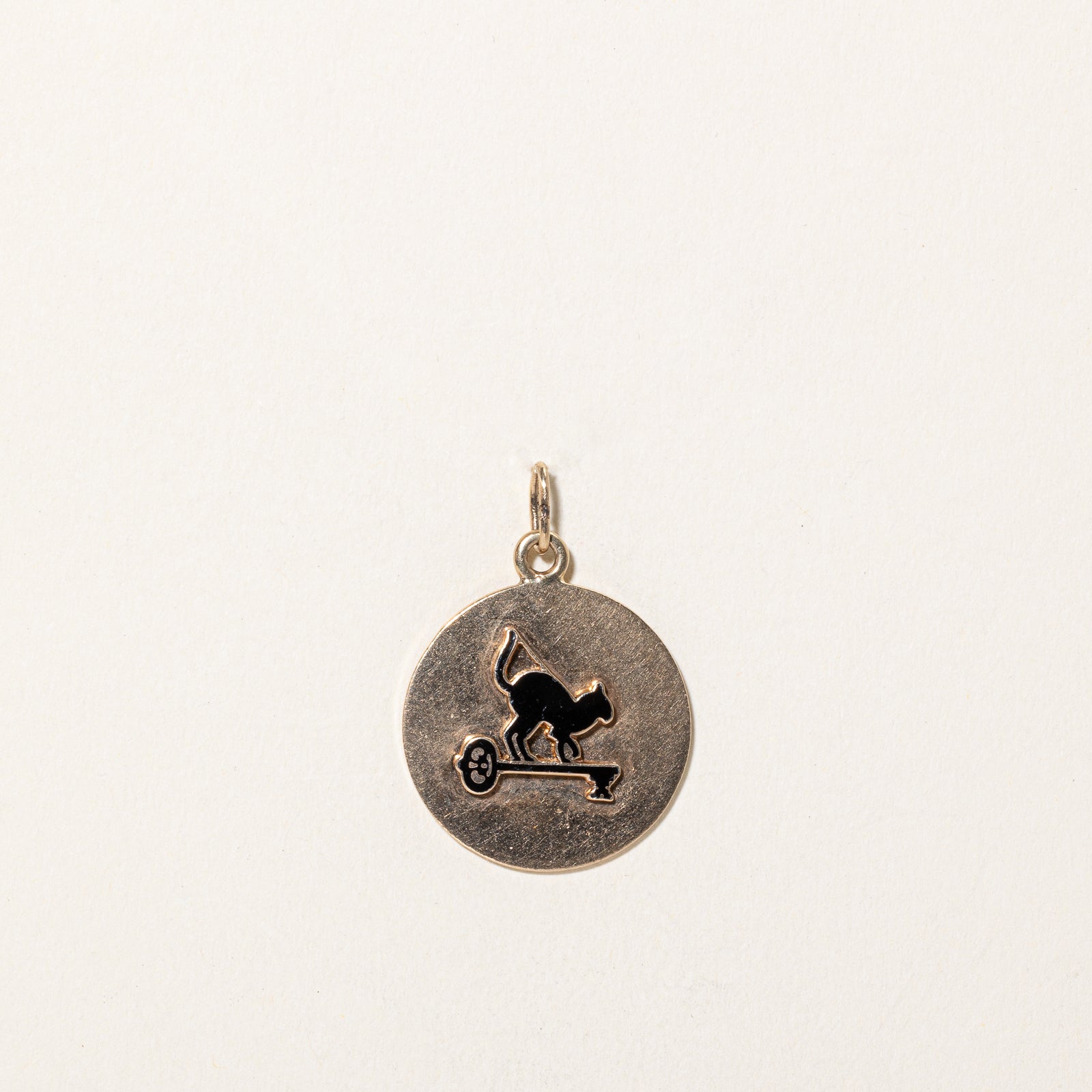 10k Yellow Gold & Enamel Cat Pendant