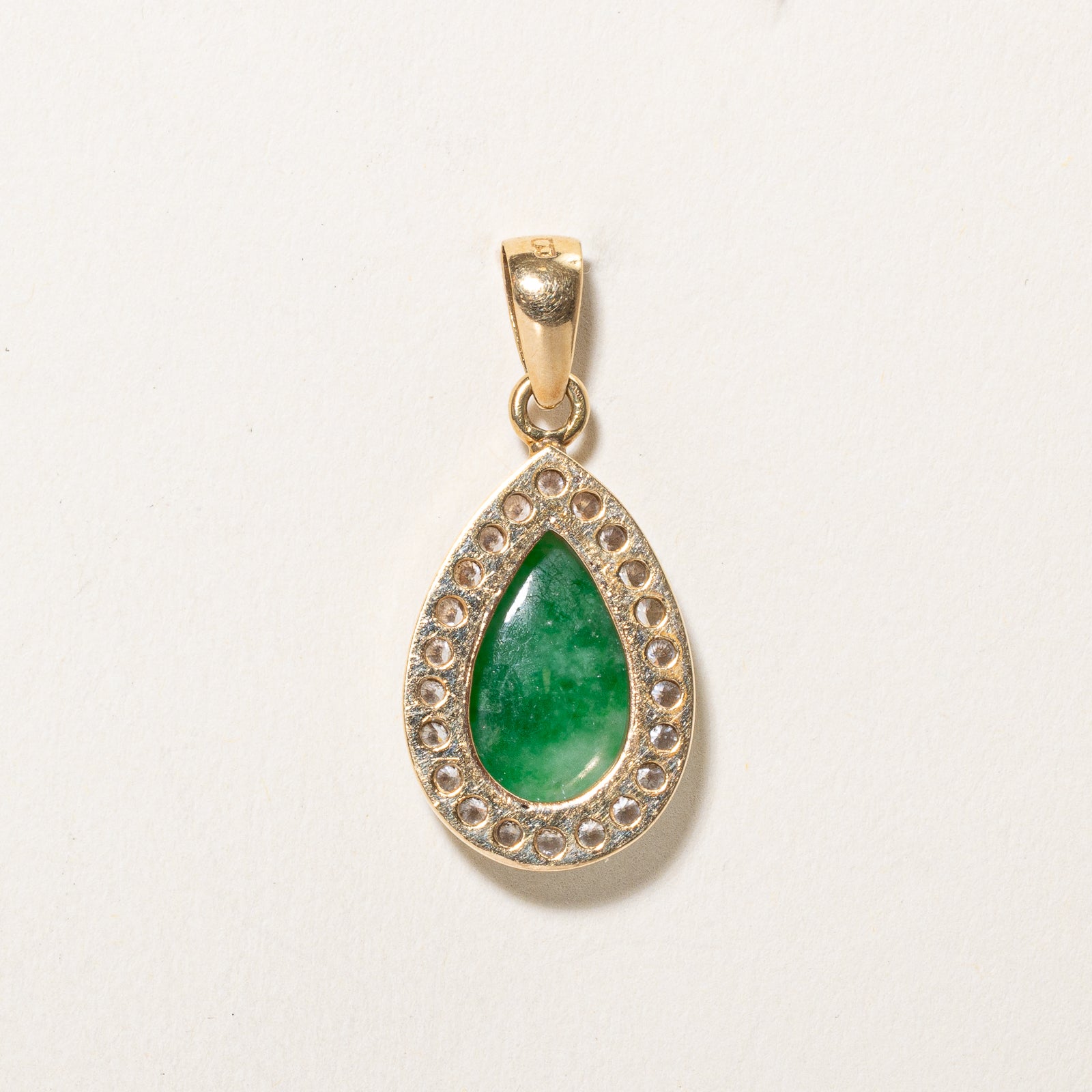 Jadeite & Diamond Halo Pear Shaped Pendant | 2.90ct, 0.60ctw
