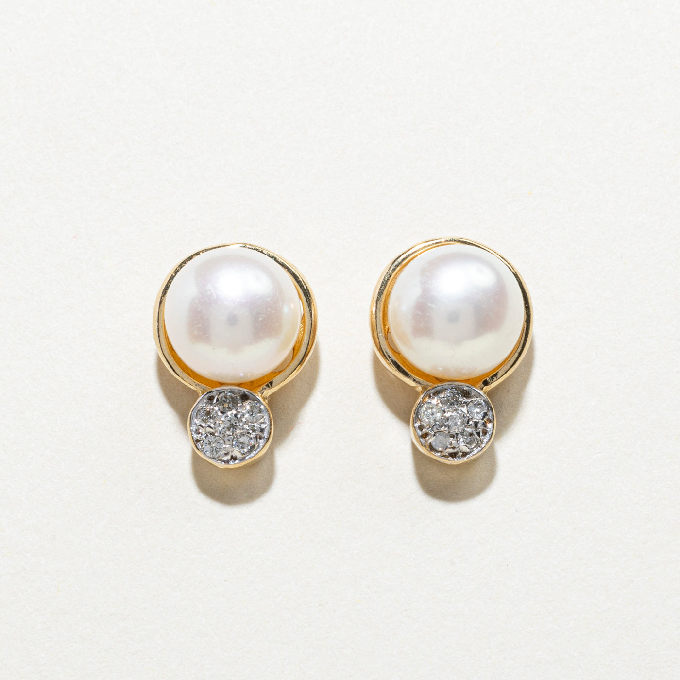 Pearl & Diamond Stud Earrings | 0.14ctw