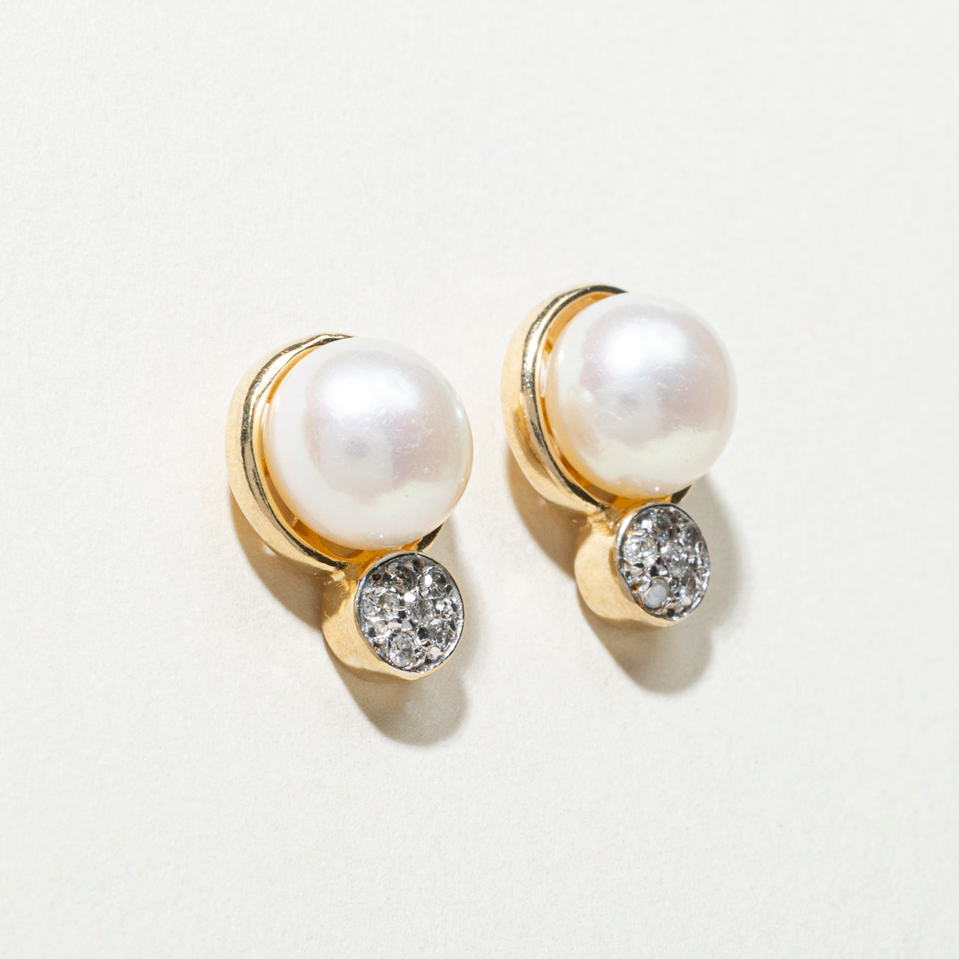 Pearl & Diamond Stud Earrings | 0.14ctw