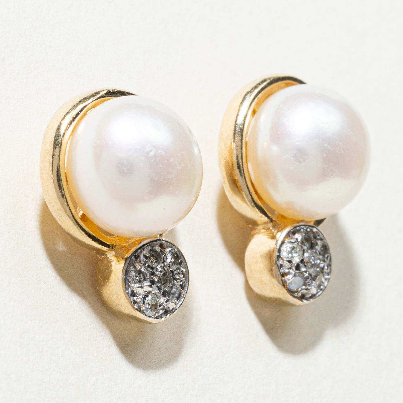 Pearl & Diamond Stud Earrings | 0.14ctw
