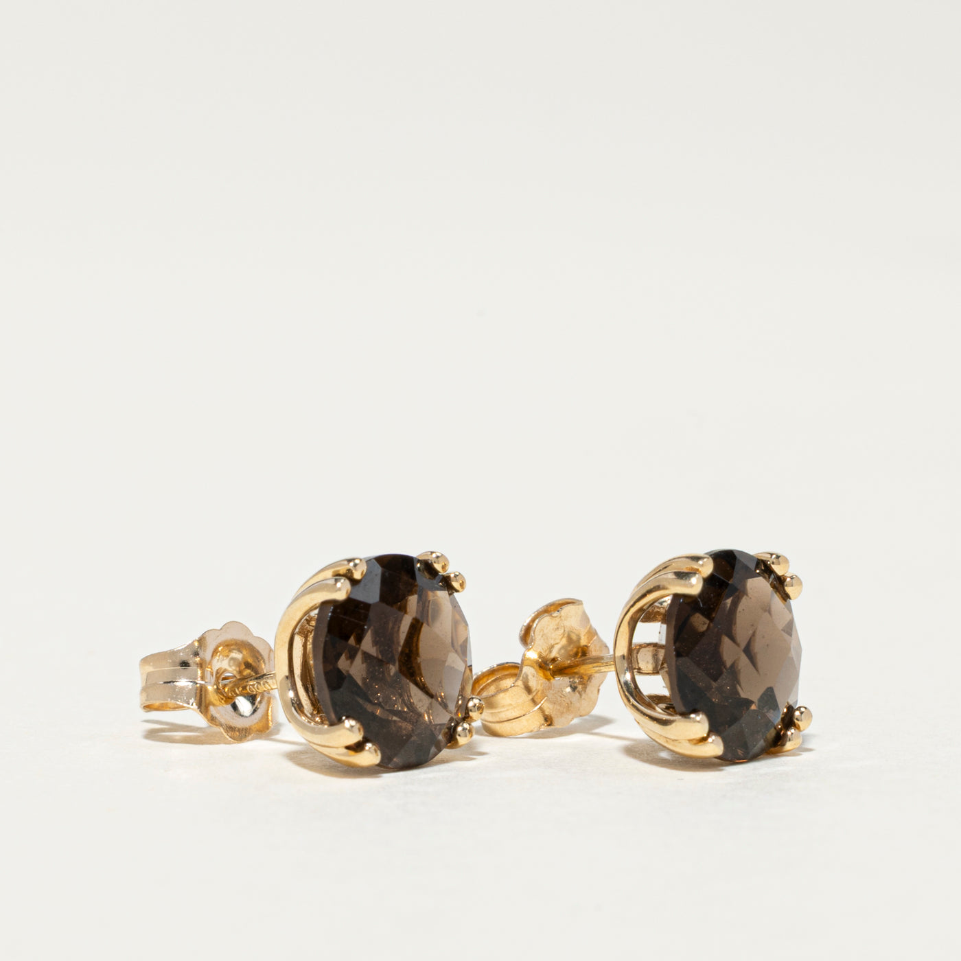 14K Smoky Quartz Stud Earrings | 3.50ctw