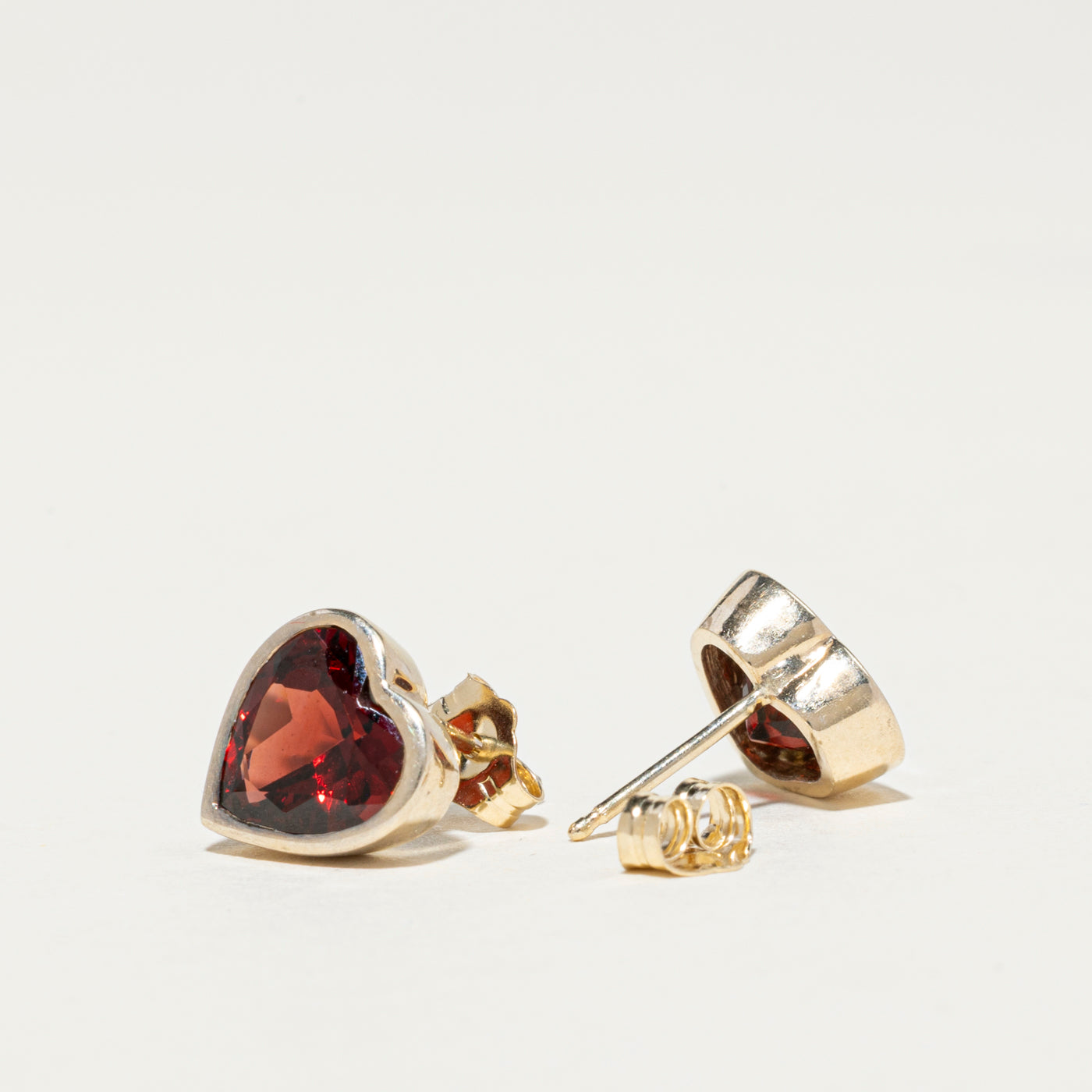 Bezel Set Heart Cut Garnet Stud Earrings | 4.00ctw