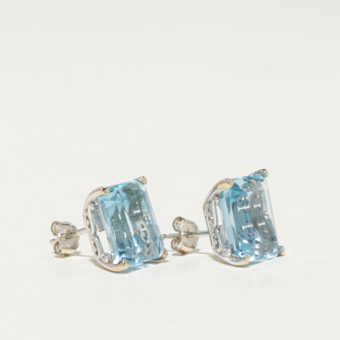 14K Blue Topaz Stud Earrings | 8.00ctw