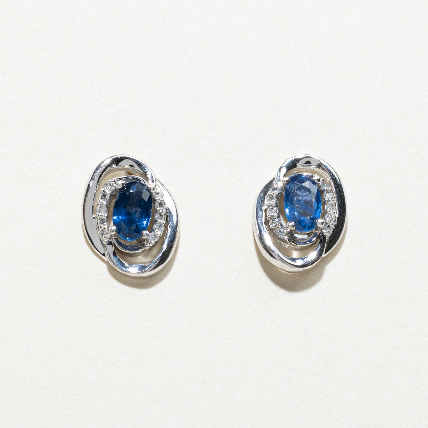 Sapphire & Diamond Stud Earrings | 0.44ctw, 0.04ctw