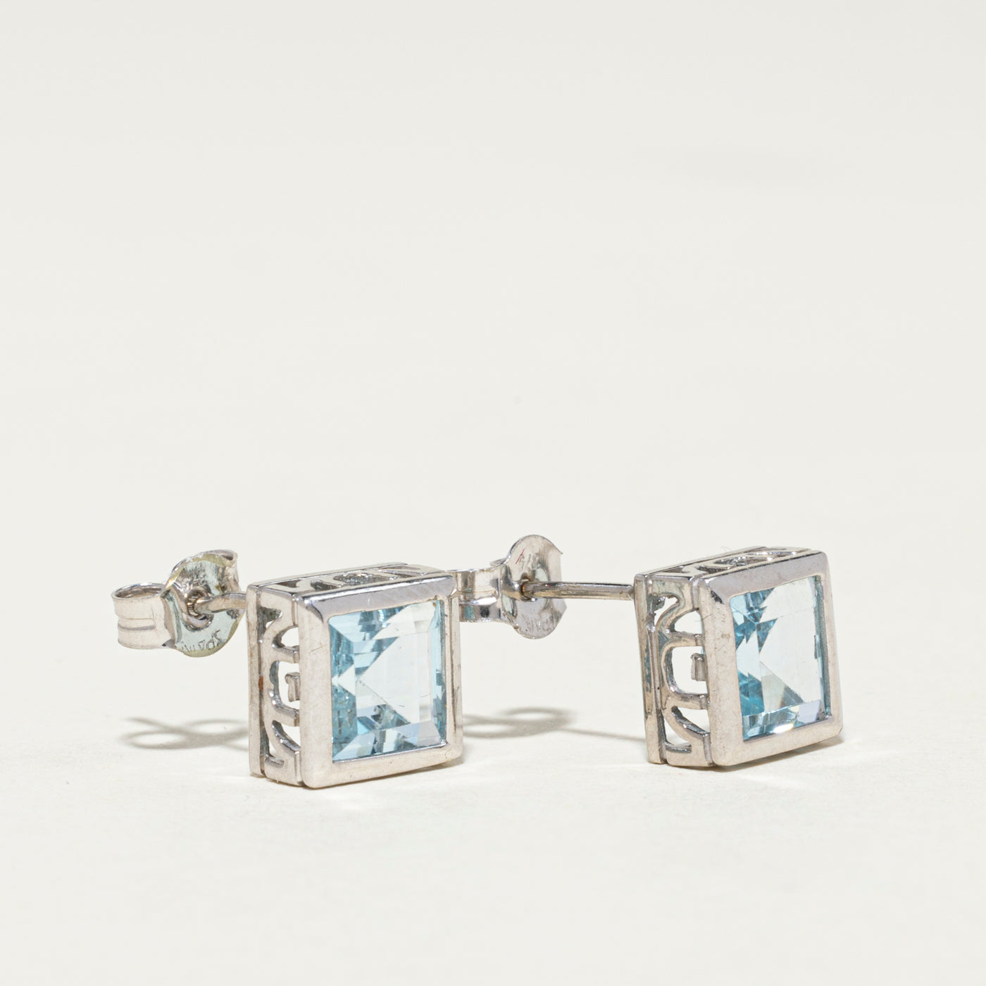 9K Blue Topaz Stud Earrings | 2.50ctw