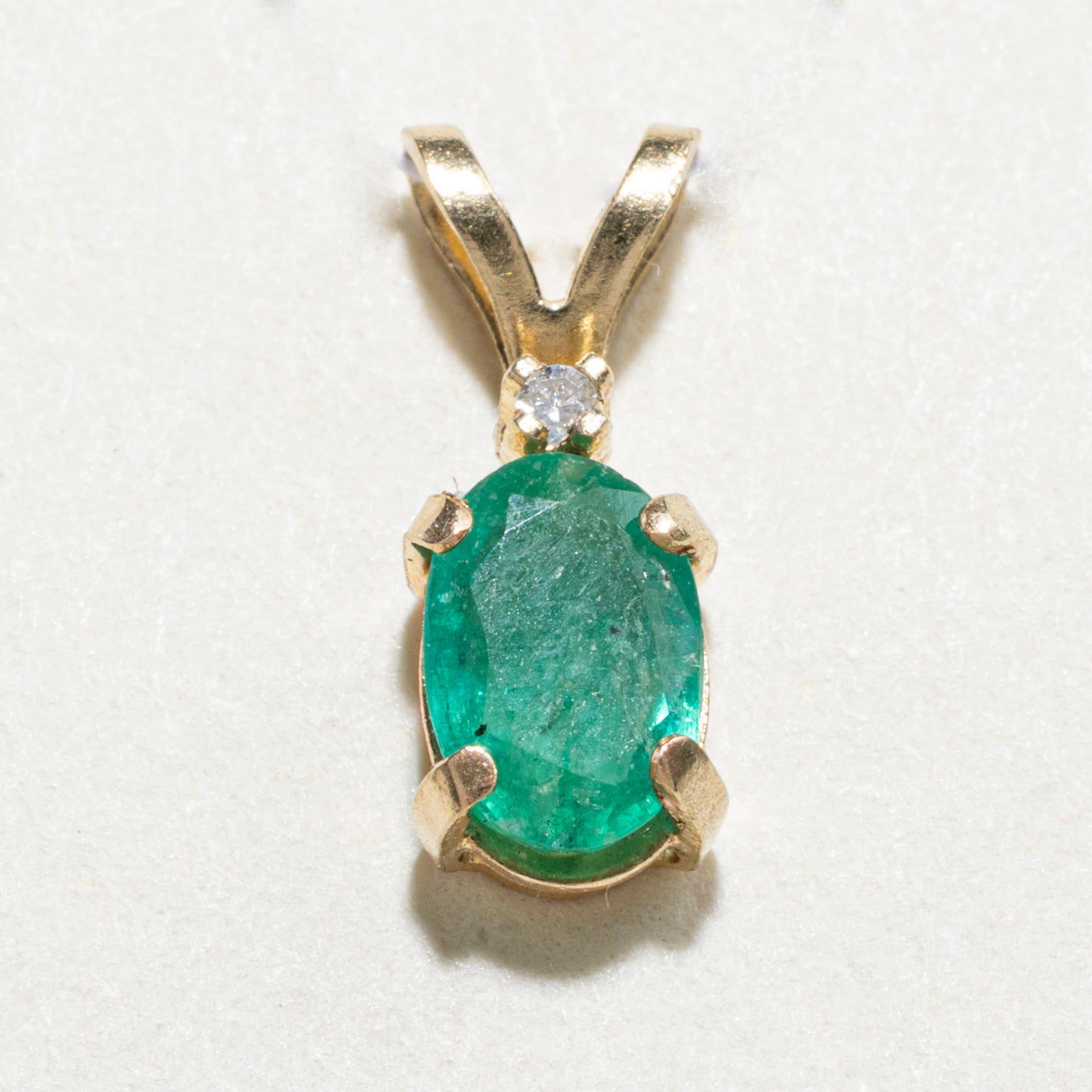 Emerald & Diamond Stud Earrings & Pendant Set | 1.00ctw, 0.02ctw