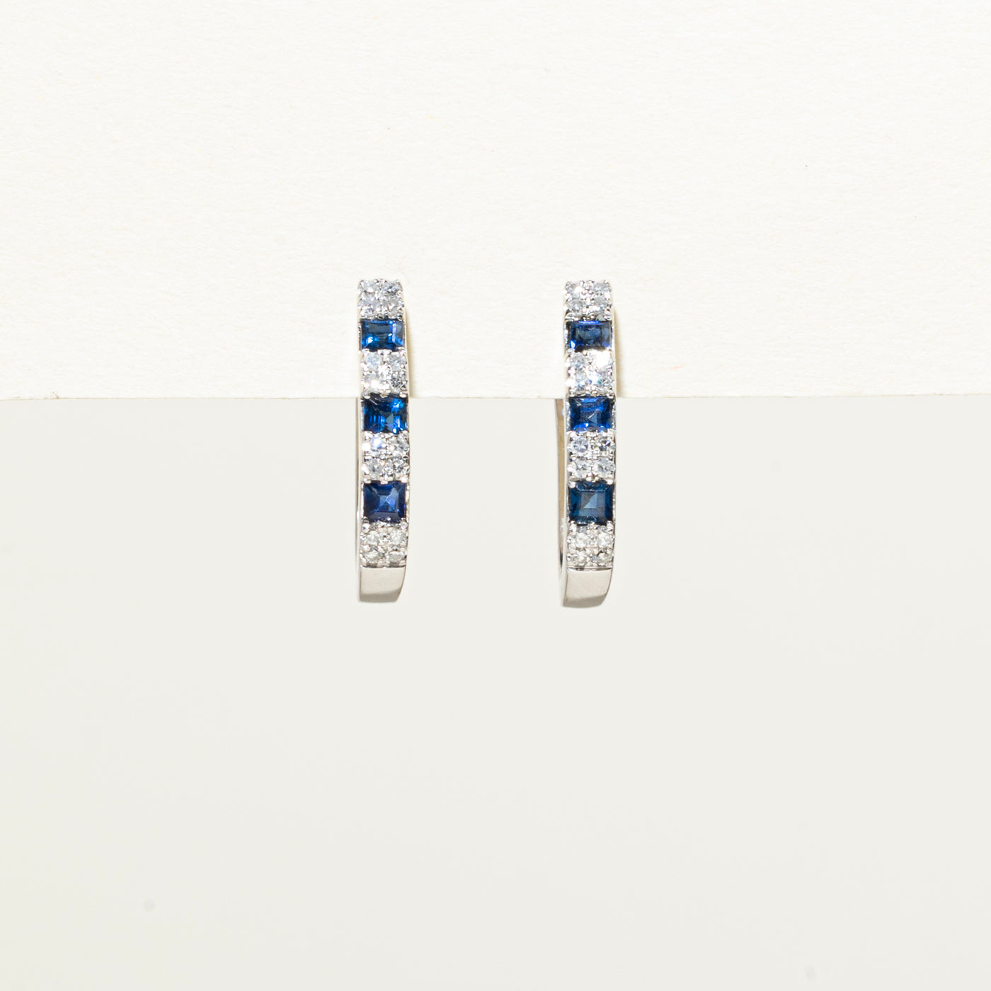 Boucles d'oreilles créoles saphir et diamants | 0,24 ct, 0,16 ct