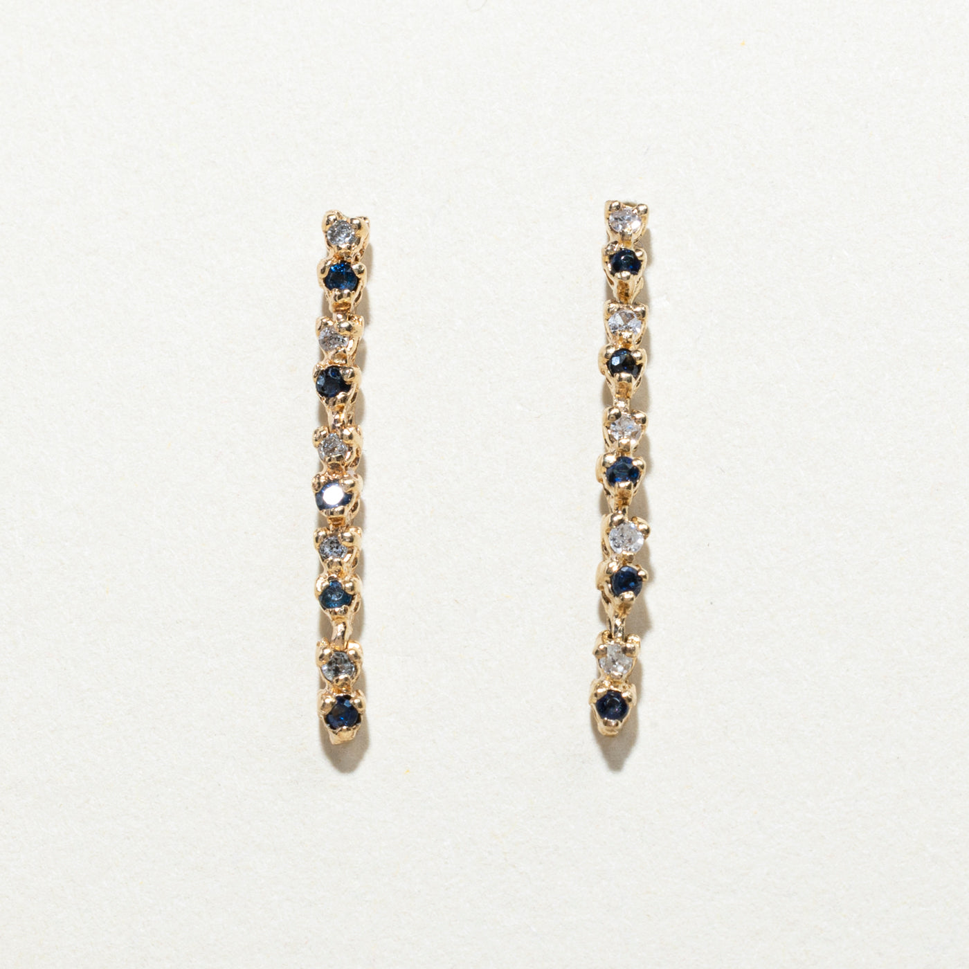 Sapphire & Diamond Drop Earrings | 0.30ctw, 0.10ctw