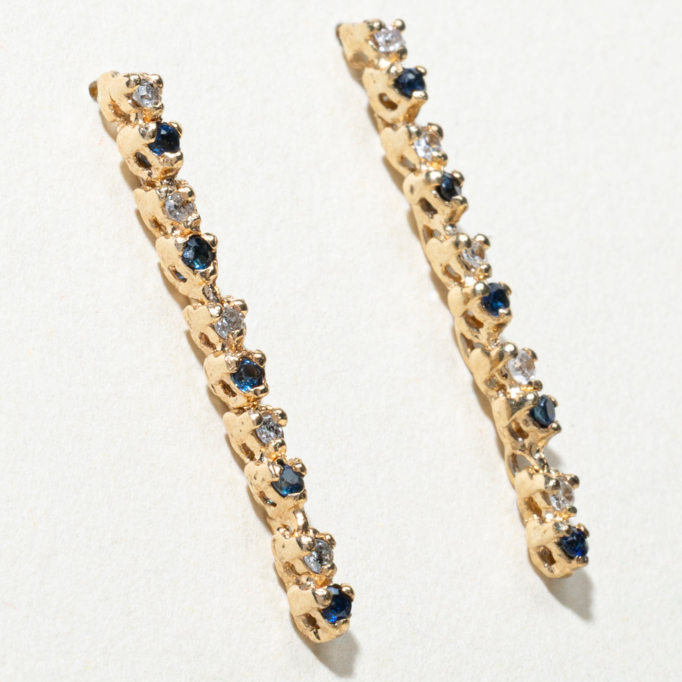Sapphire & Diamond Drop Earrings | 0.30ctw, 0.10ctw